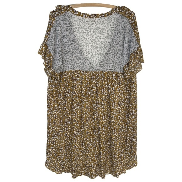 POL Brown Floral Mixed Print High Low Boho Mini Dress Size Large - Picture 2 of 16